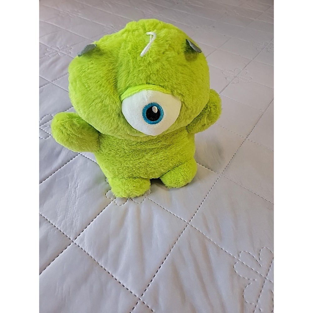 Disney Pixar Monsters Inc Mike Wazowski Lime Green Plush Round Stuffed Toy 7in
